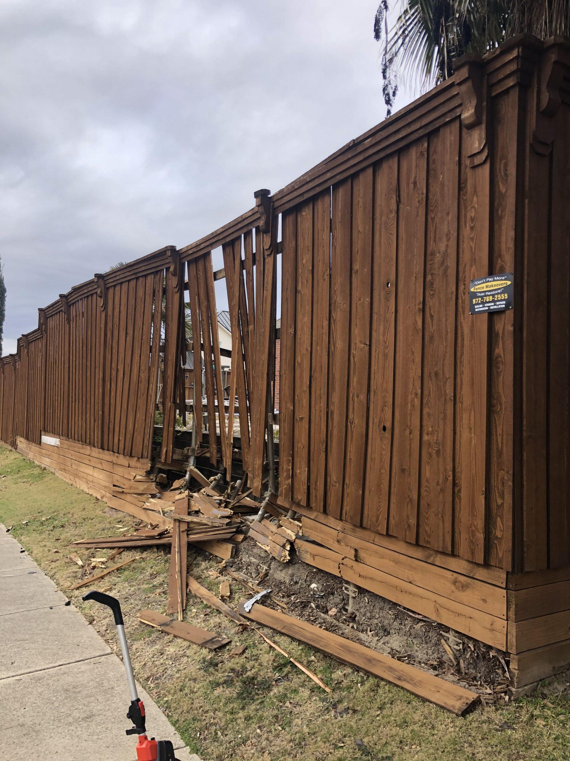 Hits fence with their car outside side view-min Hits fence with their car outside side view