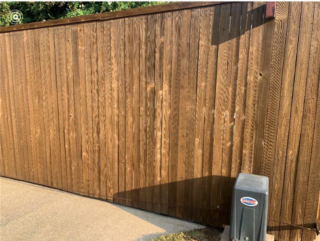 Fence with gate operator-min will stain cover the knots in the fence